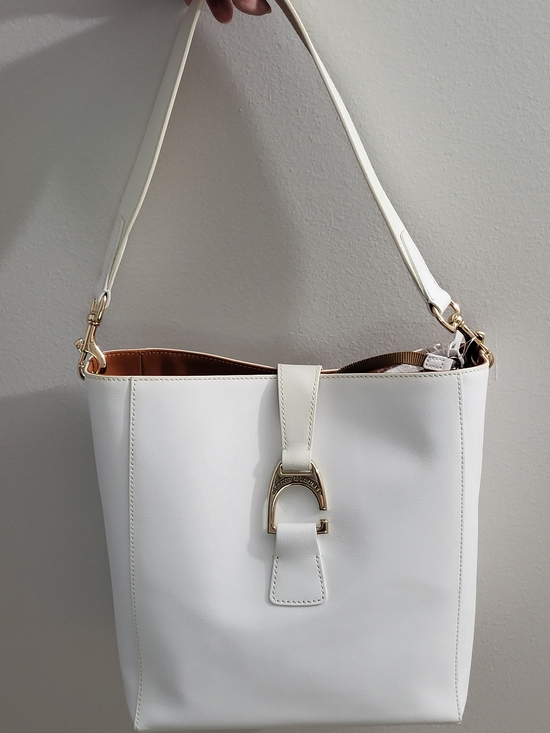 Dooney & Bourke Handbags - Dooney & Bourke Ashby White Leather Shoulder Bag with Gold Hardware